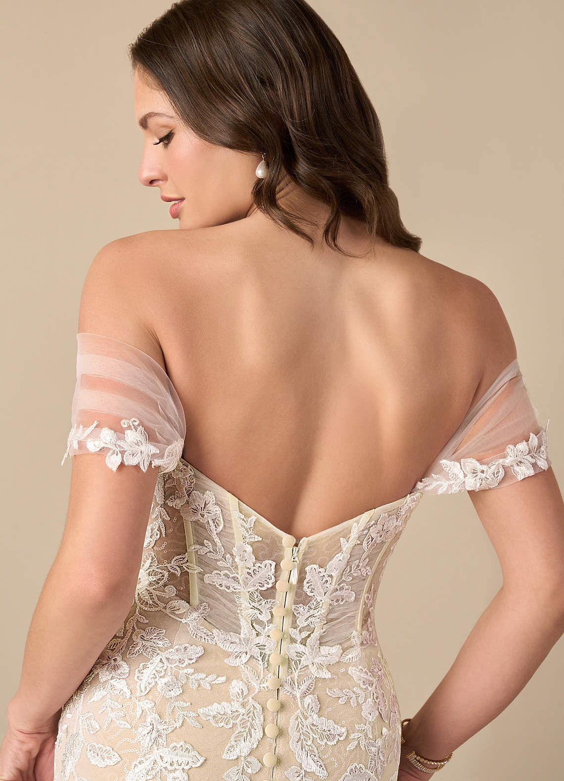 Diamond White Champagne Mermaid Sequins Tulle Dress