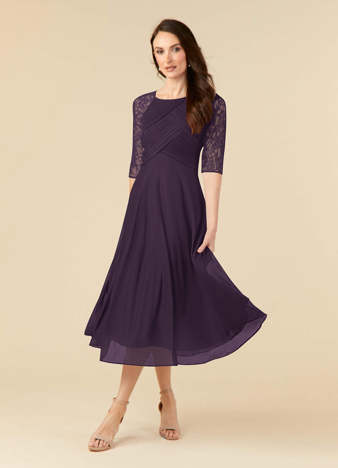 Plum A-Line Lace Dress