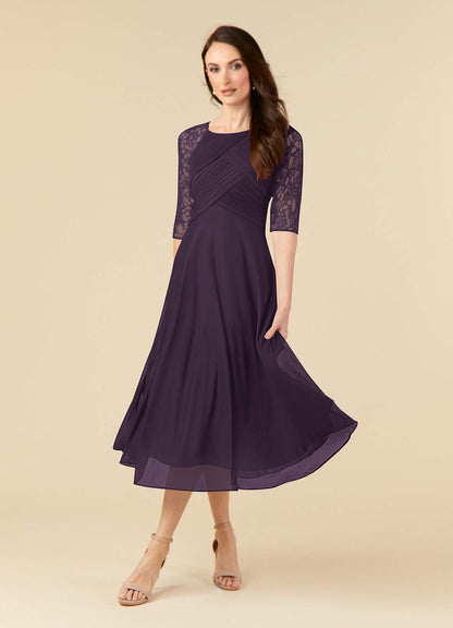 Plum A-Line Lace Dress