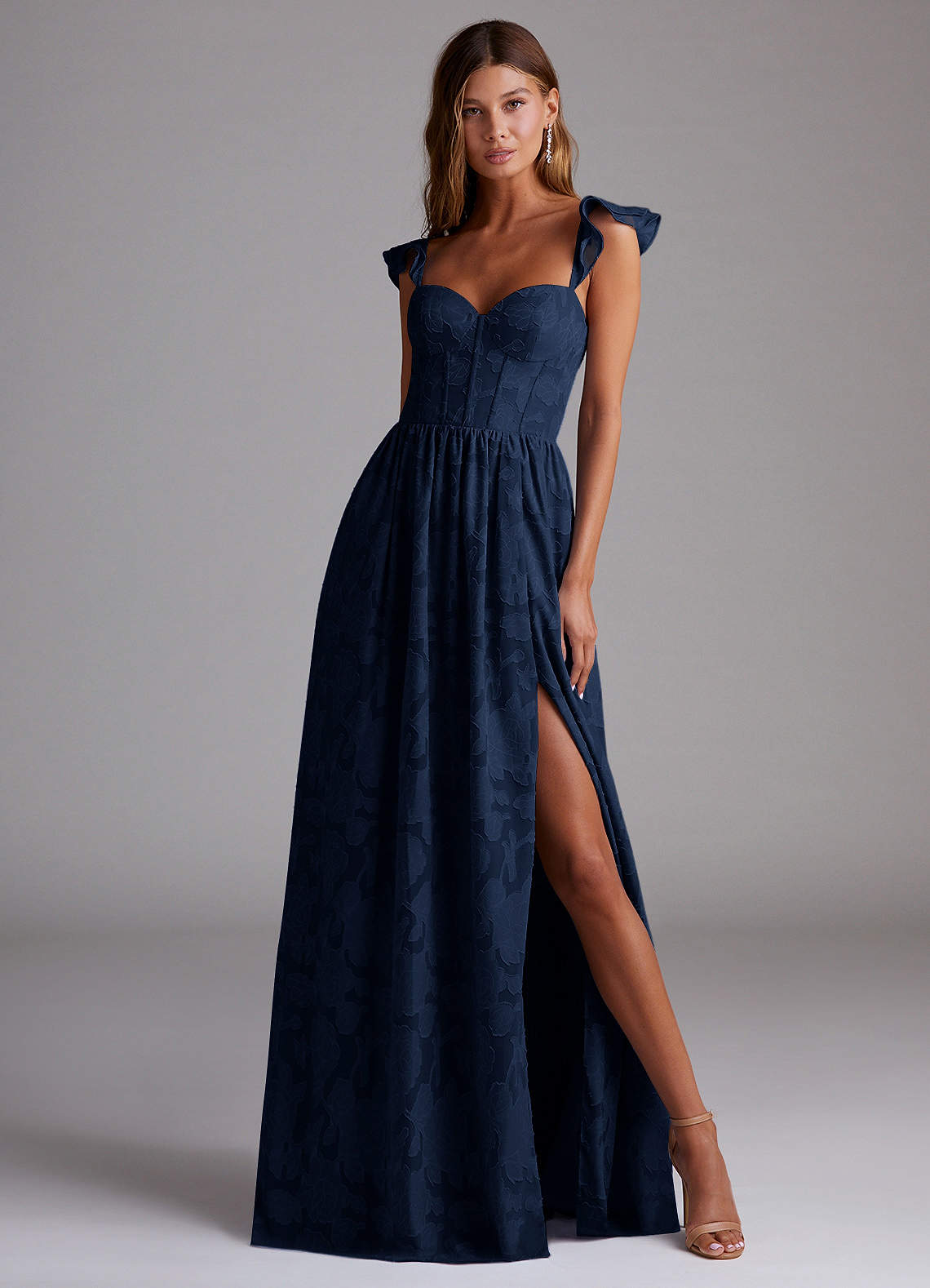 Evelyn Navy Corset Maxi Dress