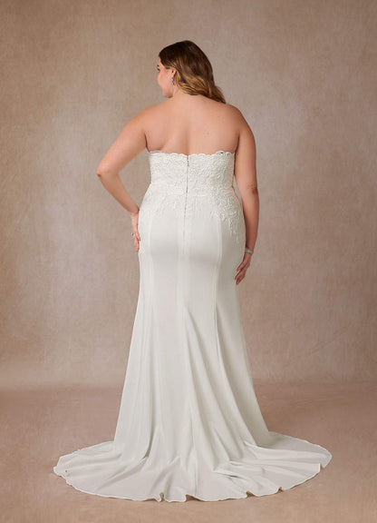 Diamond White Mermaid Sequins Stretch Crepe Dress