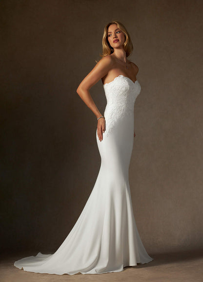 Diamond White Mermaid Sequins Stretch Crepe Dress