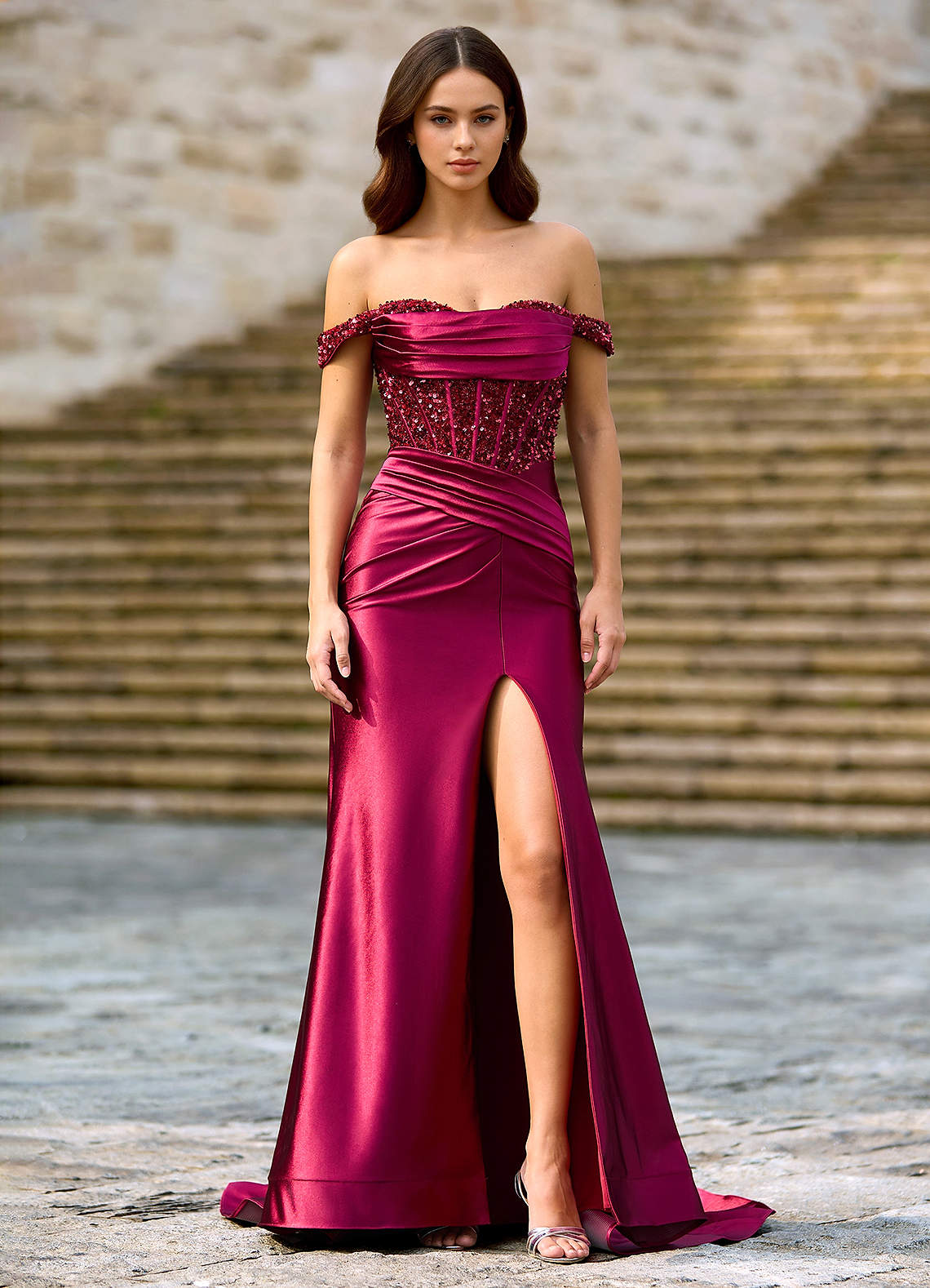 Coraline Ankara Red Lace Sheath-To-Flare Prom Dress