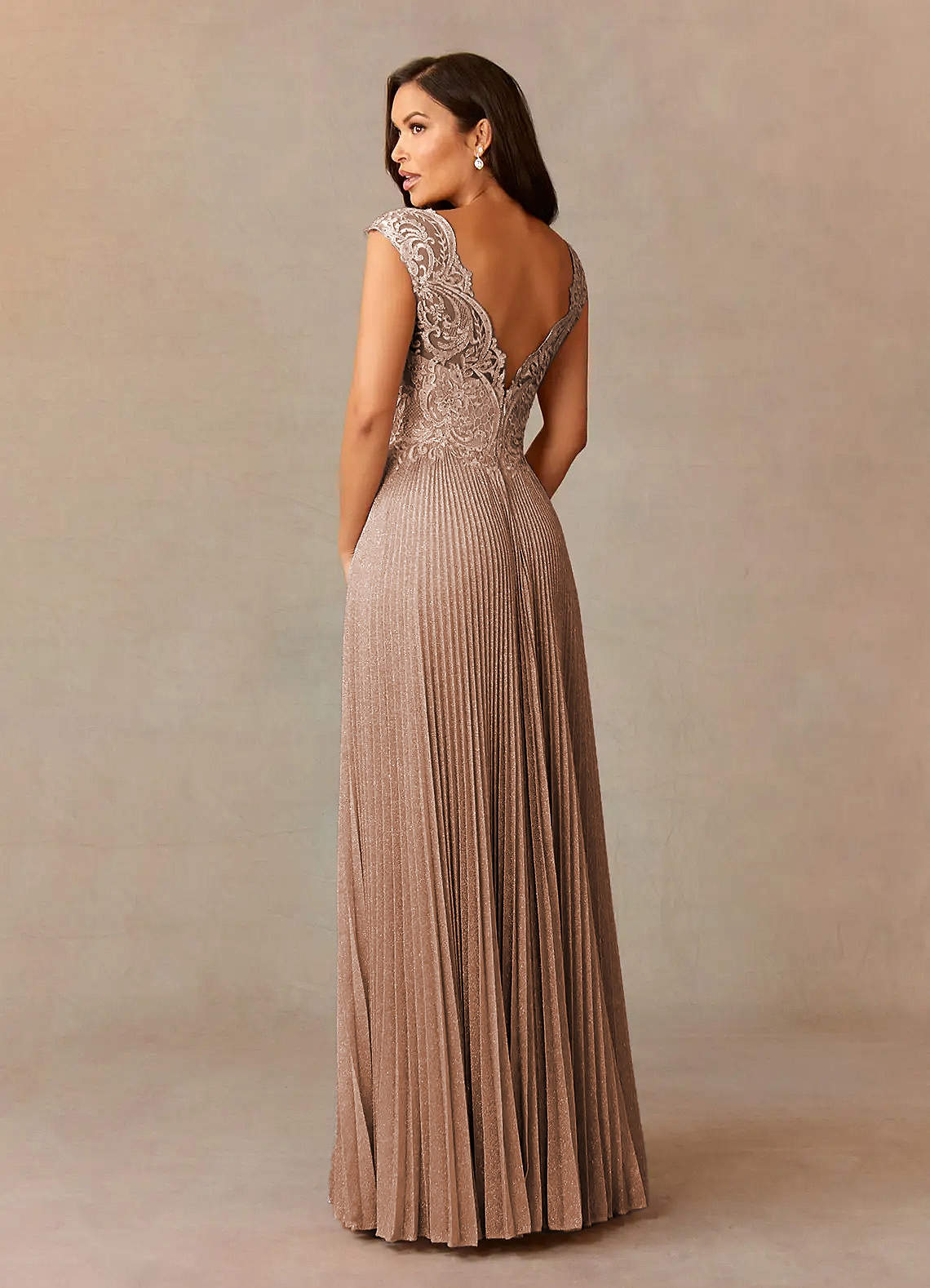 Dusty Rose A-Line V-Neck Shimmer Knit Dress