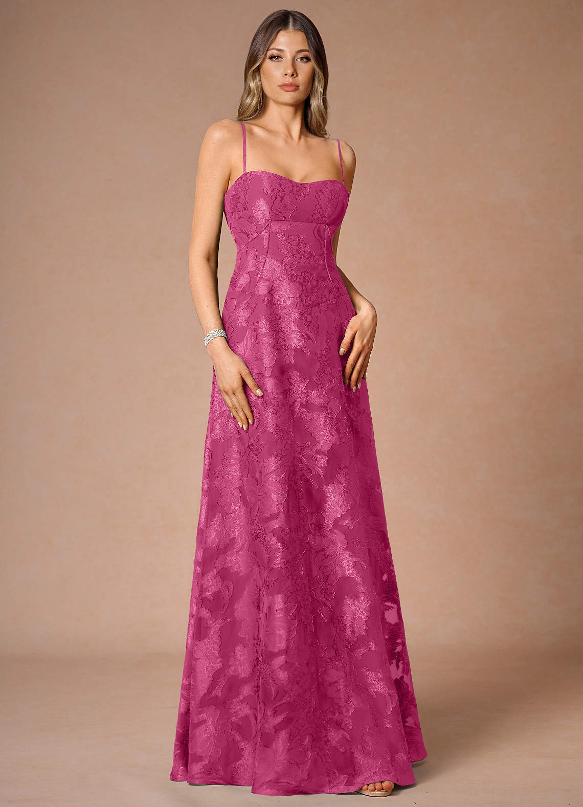 Thalyn Fuchsia Long Prom Dress