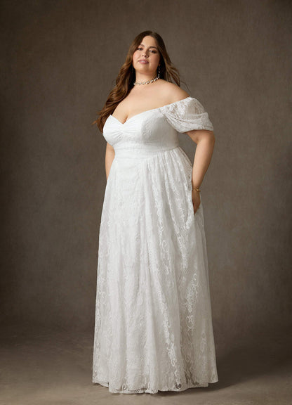 Diamond White A-Line Sweetheart Neckline Lace Dress