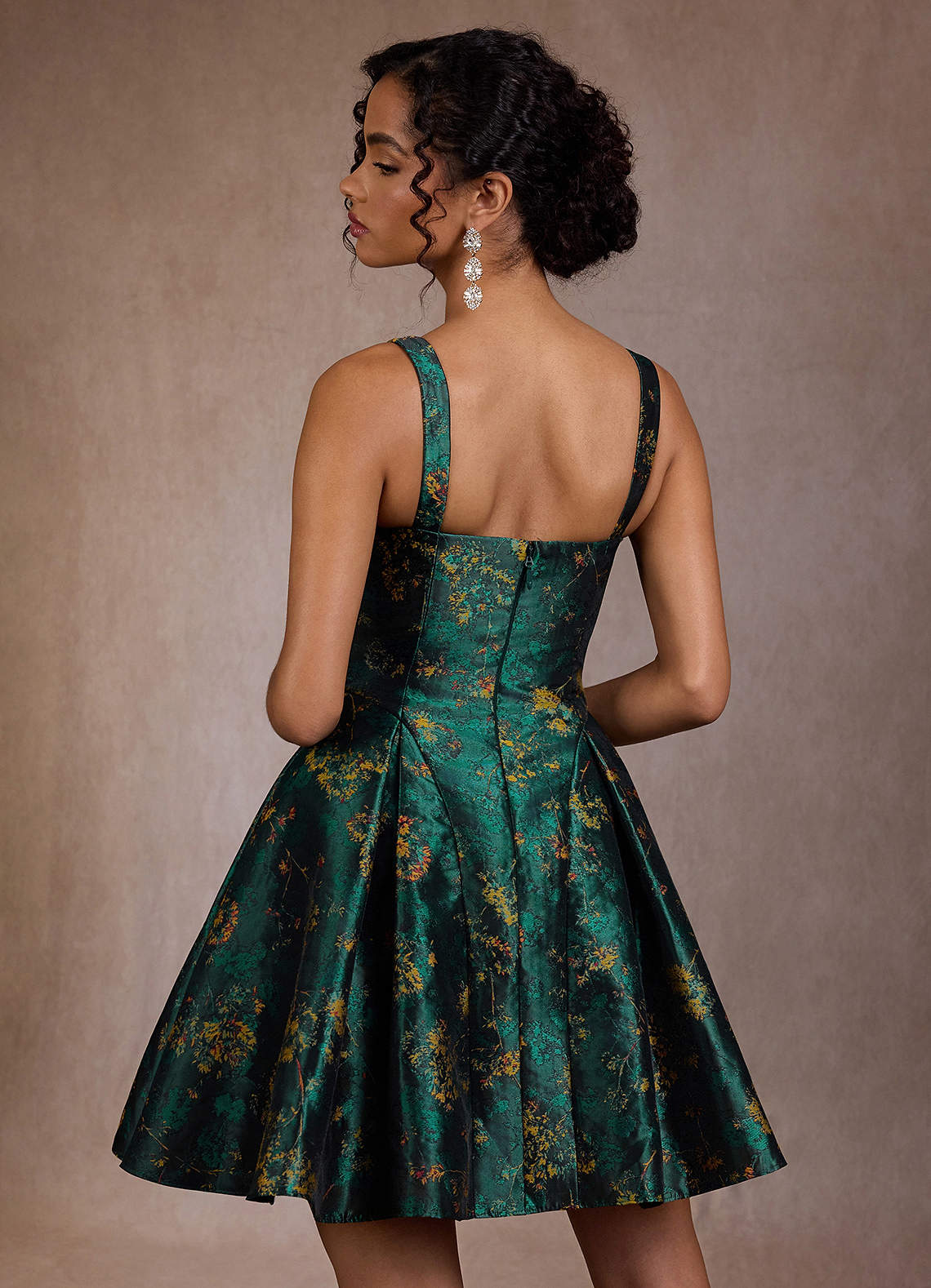 Briena Deep Green Mini Dress  Dress
