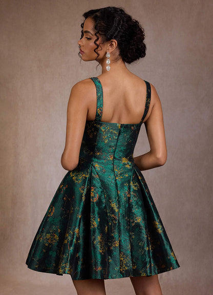 Briena Deep Green Mini Dress  Dress