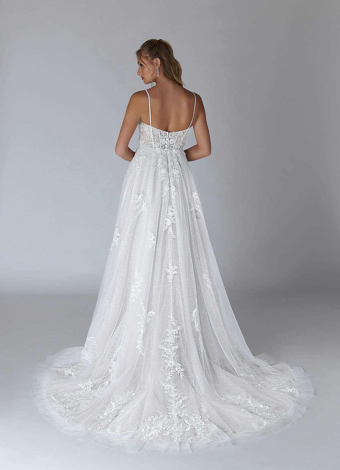 Diamond White A-Line Lace Tulle Dress