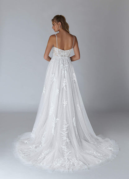 Diamond White A-Line Lace Tulle Dress