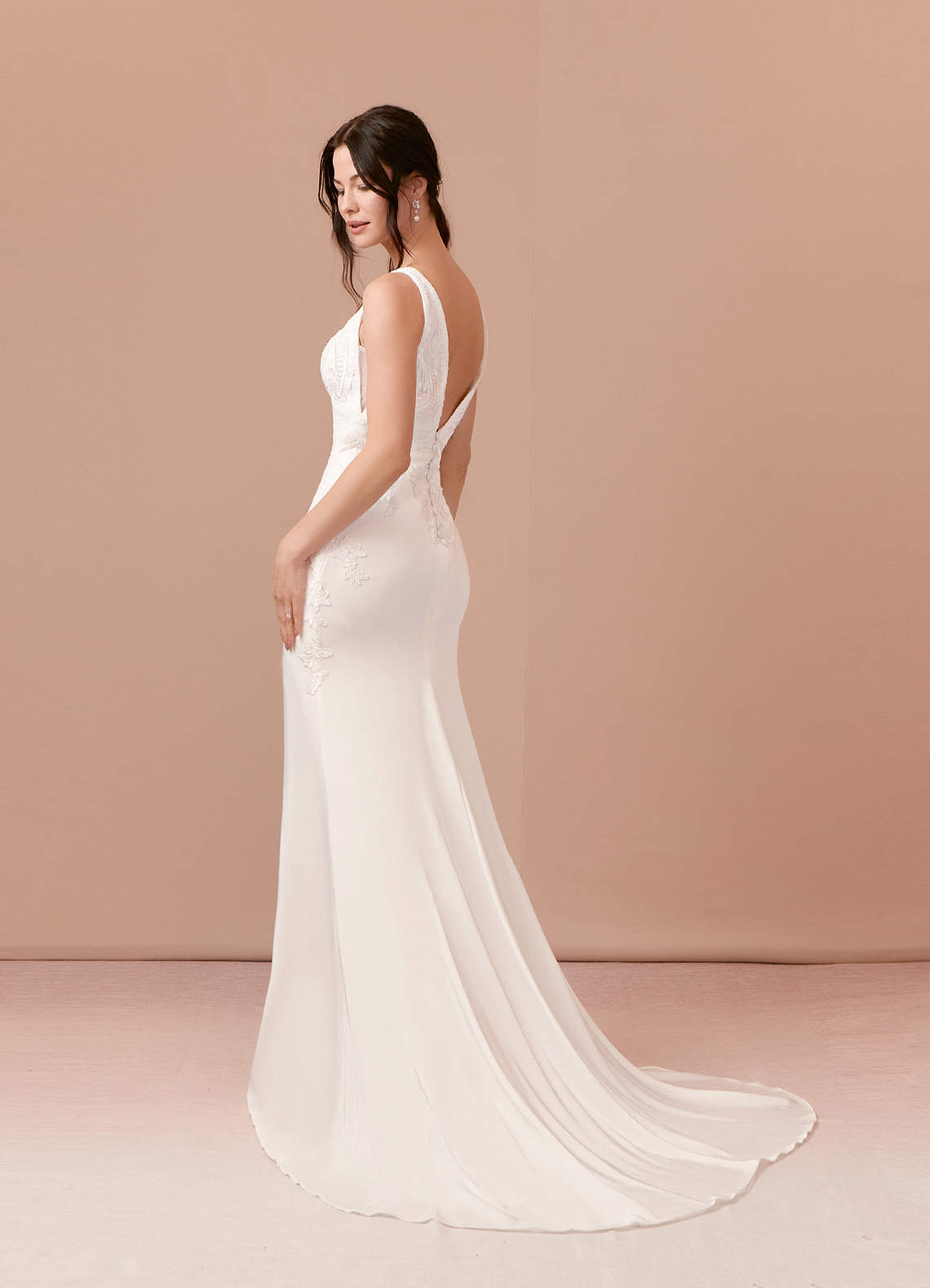 Diamond White Mermaid Lace Satin Dress