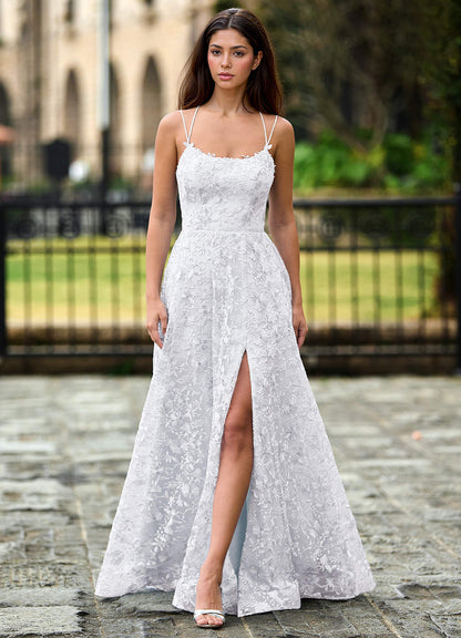 Magnolia Ivory Sequined Lace Flowers Prom Dress