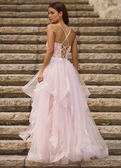 Mosaic Pink Ruffle Prom Dress  Dress