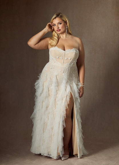 Diamond White Champagne Sheath Sequins Tulle Dress