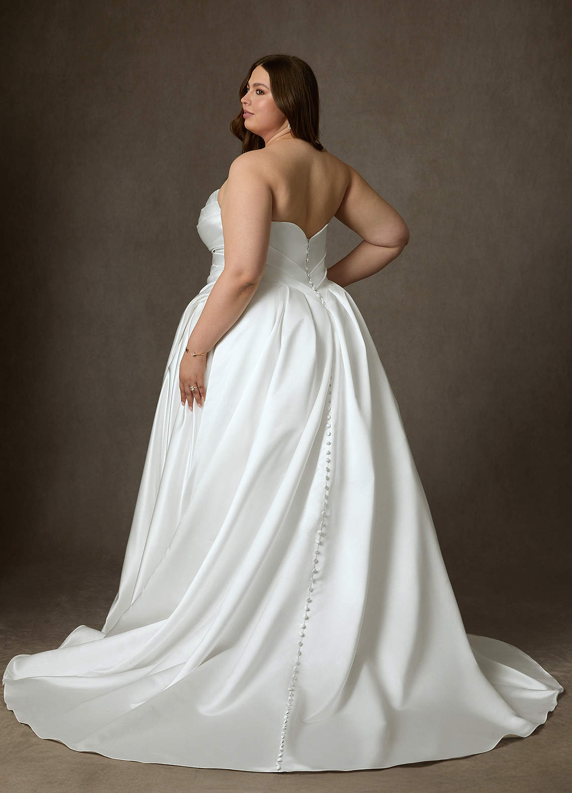 Diamond White Ball-Gown Strapless Satin Dress
