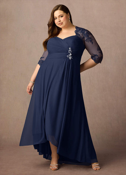 Dark Navy Sheath Sweetheart Sequins Lace Dress