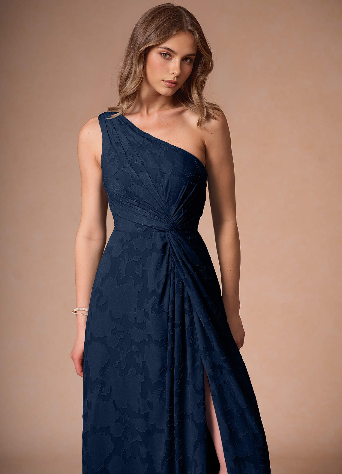 Hermosa Navy One Shoulder Maxi Dress  Dress