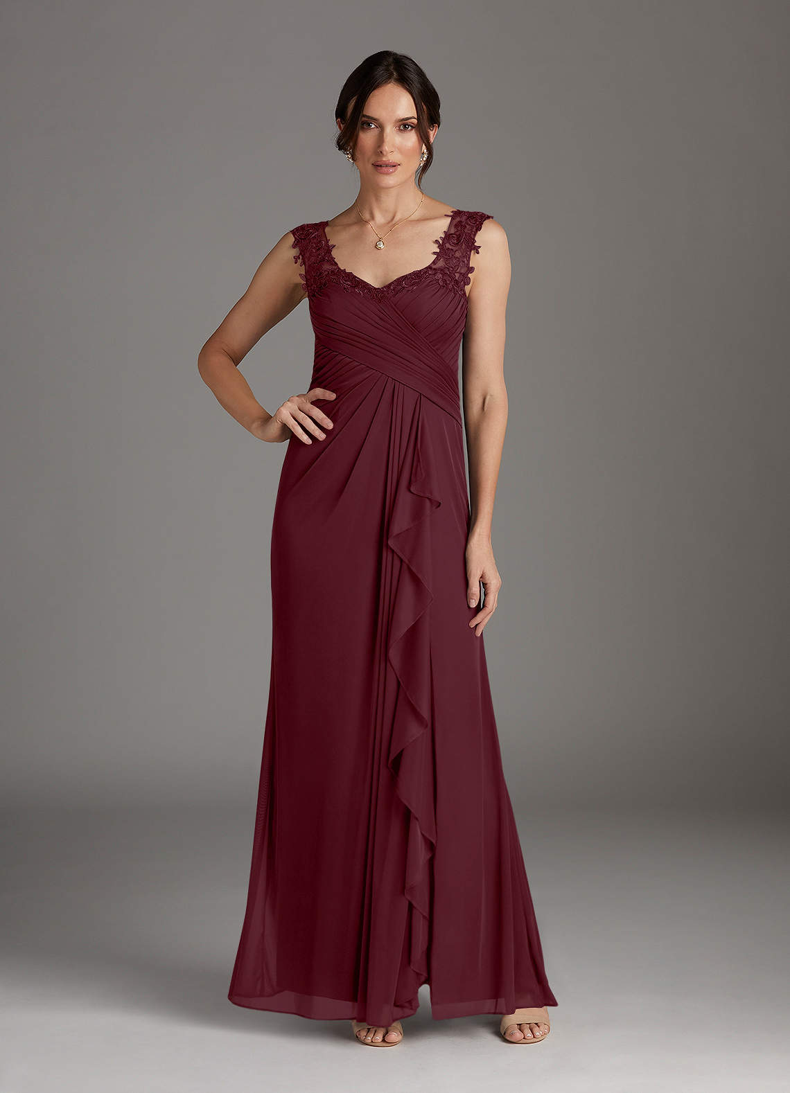 Cabernet A-Line Sweetheart Neckline Pleated Mesh Dress