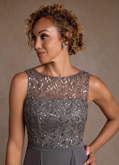 Steel Grey A-Line Sequins Dress