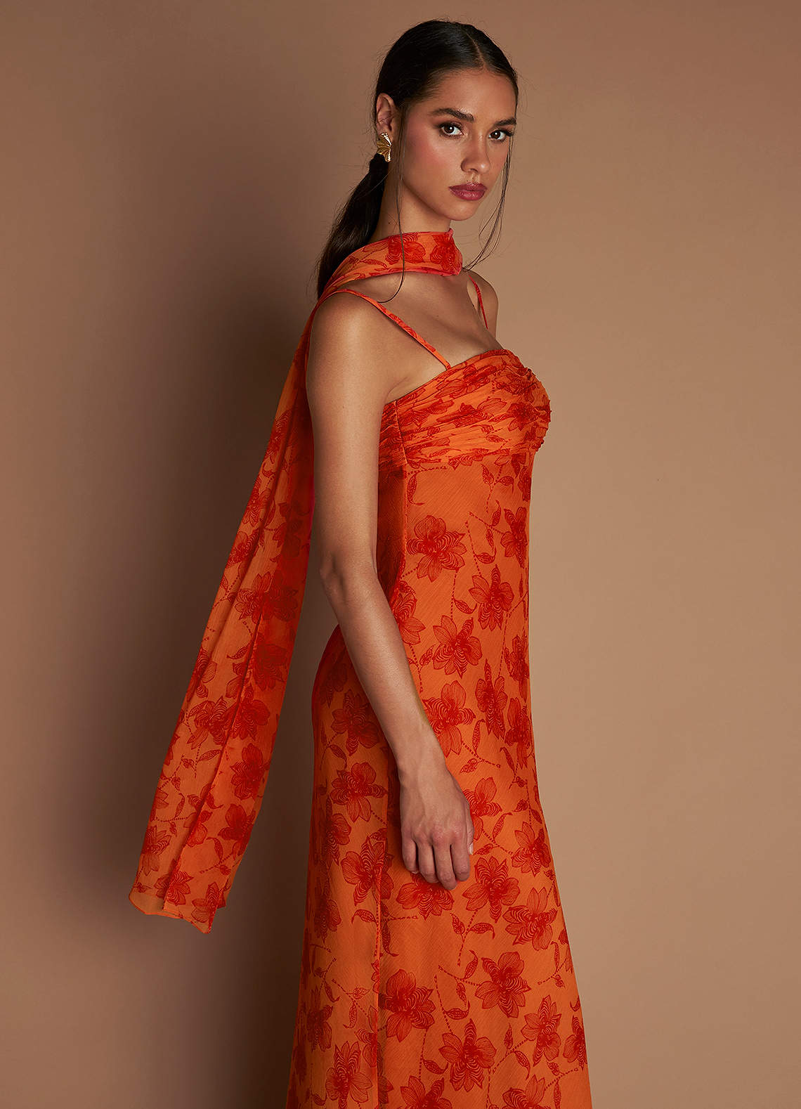 Aisha Tangerine Maxi Dress