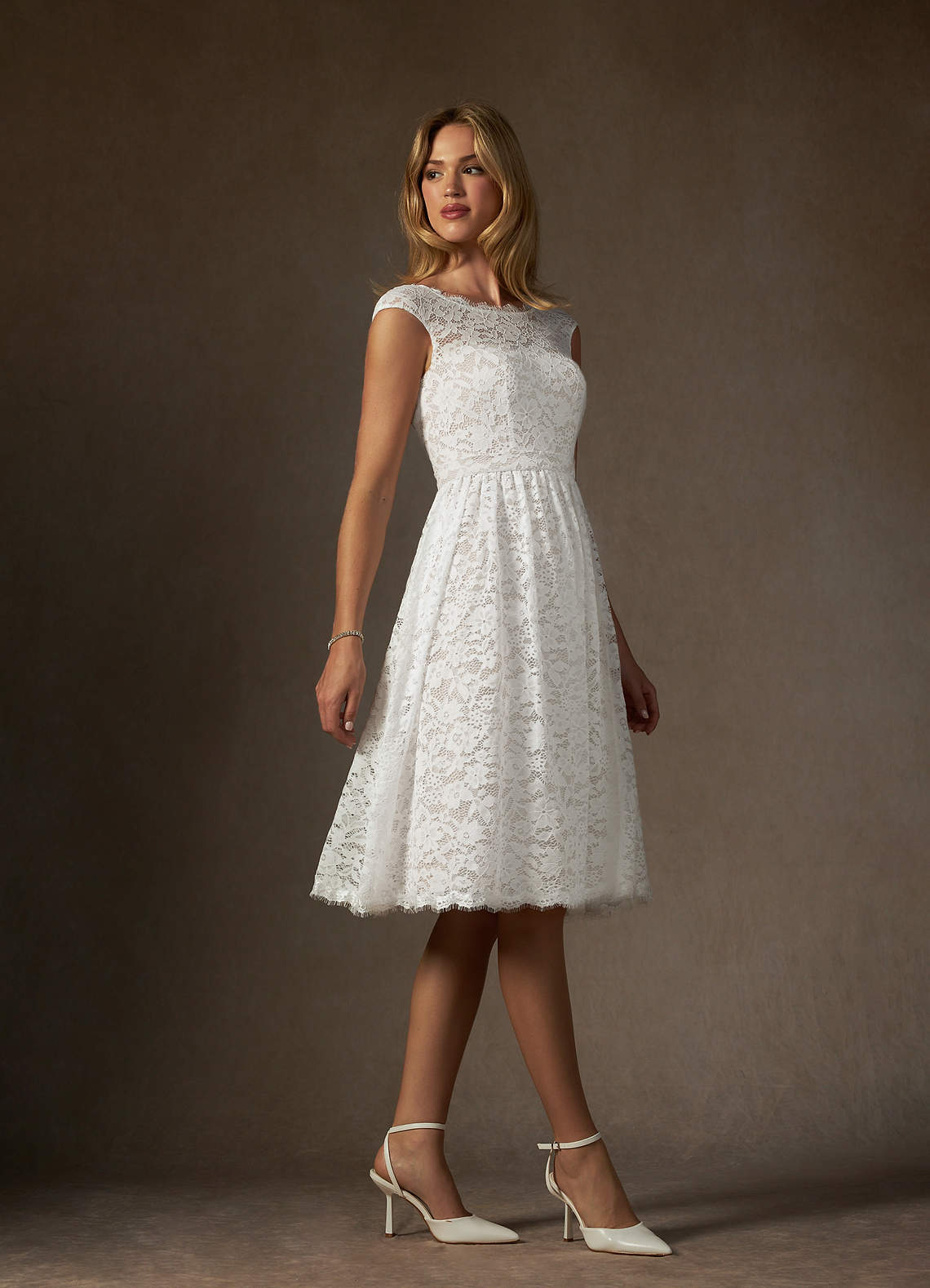 Diamond White A-Line Lace Dress