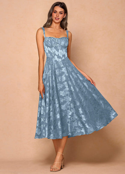 Sylvie Dusty Blue Midi Dress  Dress