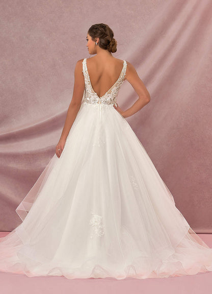 Diamond White Champagne Ball-Gown Sequins Tulle Dress