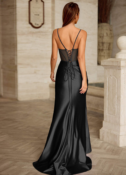 Bianca Black Rhinestone Cutout Corset Satin Prom Dress  Dress