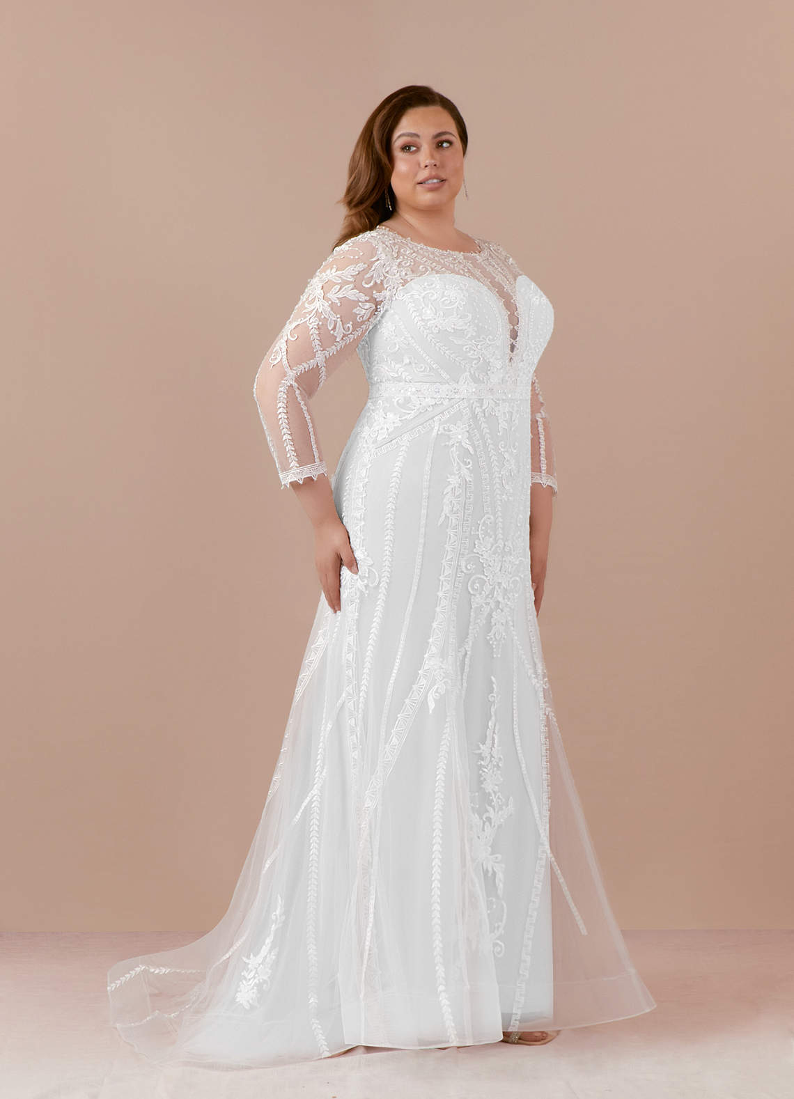 Diamond White Mermaid Scoop Tulle Dress