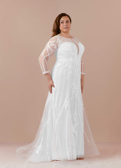 Diamond White Mermaid Scoop Tulle Dress