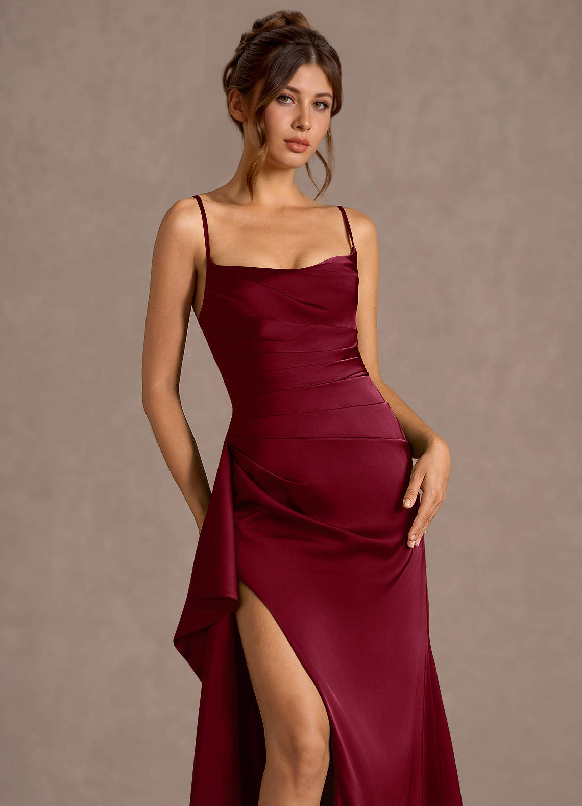 Thora Merlot Open Back Prom Dress