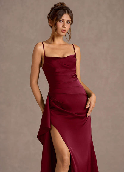Thora Merlot Open Back Prom Dress