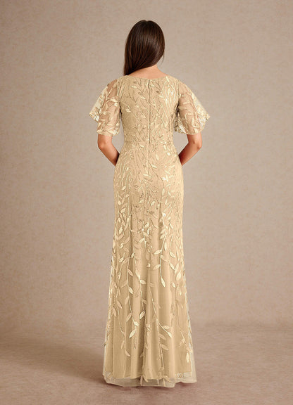 Champagne Sheath Sequins Dress