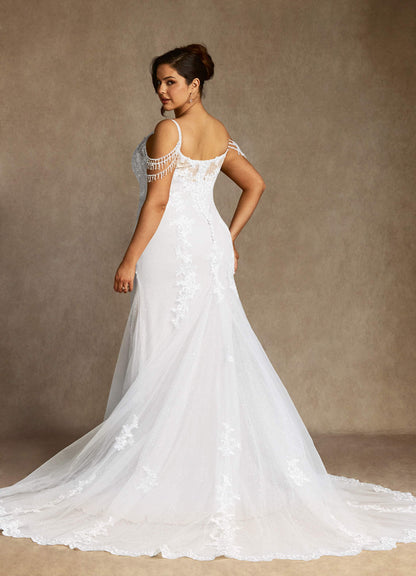 Diamond White Mermaid Sequins Tulle Dress