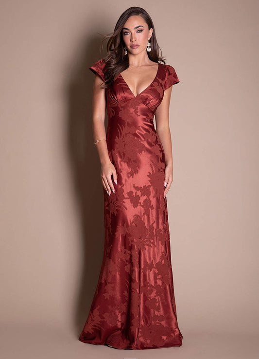 Lenice Mahogany Red Maxi Dress