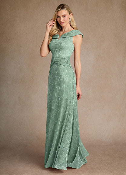 Aquamarine A-Line Pleated Metallic Mesh Dress