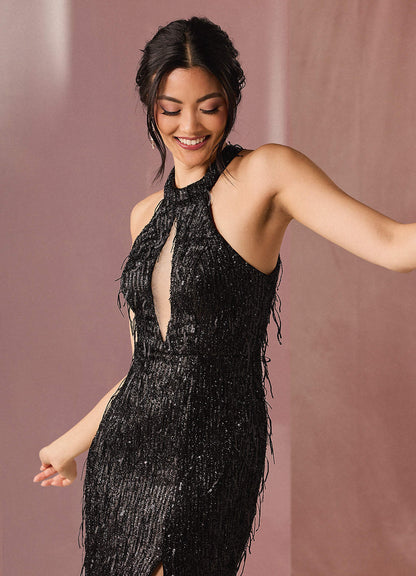 Tammy Black Halter Cut Out Maxi Dress