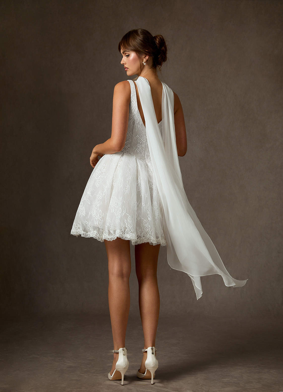Diamond White A-Line Lace Dress