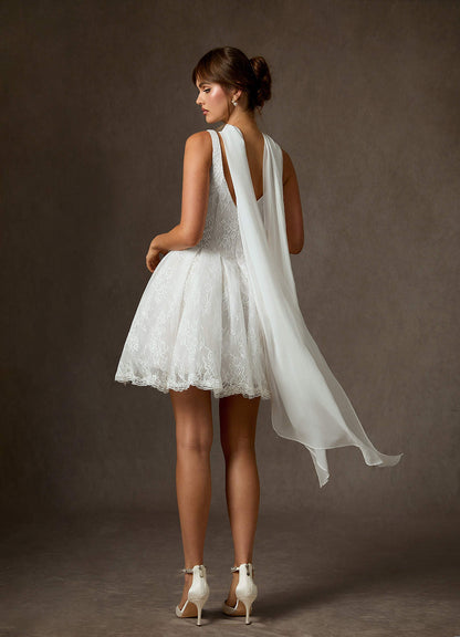 Diamond White A-Line Lace Dress
