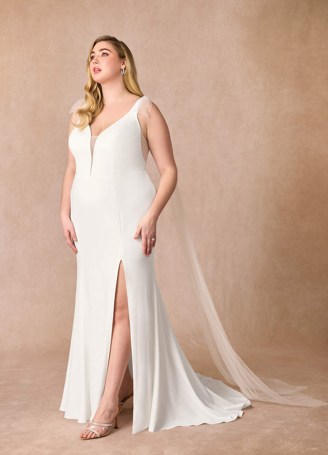 Diamond White Mermaid Stretch Crepe Dress