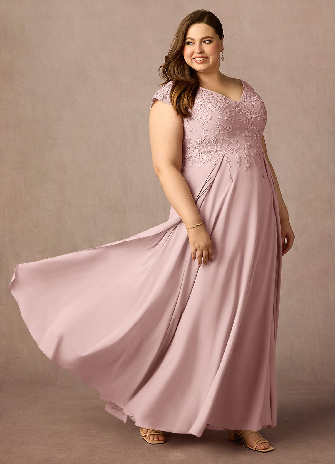 Dusty Rose A-Line Lace Dress