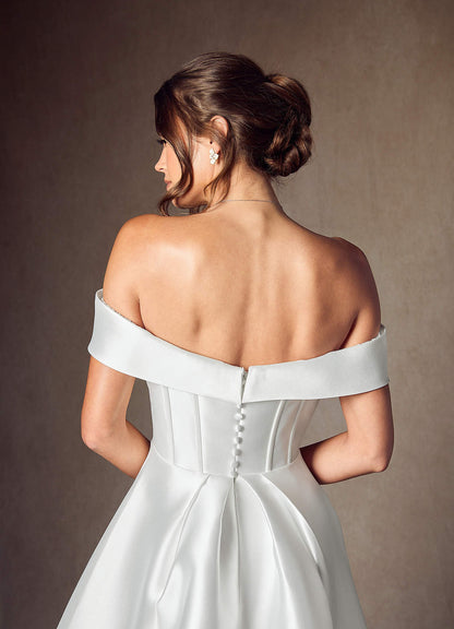 Diamond White A-Line Sweetheart Neckline Mikado Dress