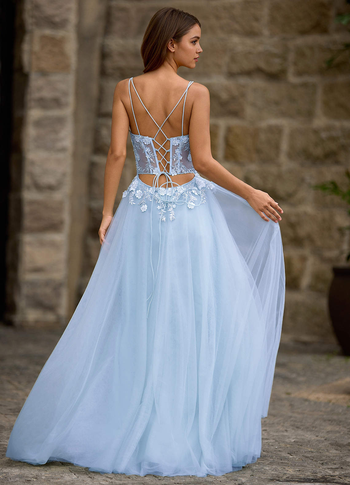 Drapelet Blue A-Line Prom Dress  Dress