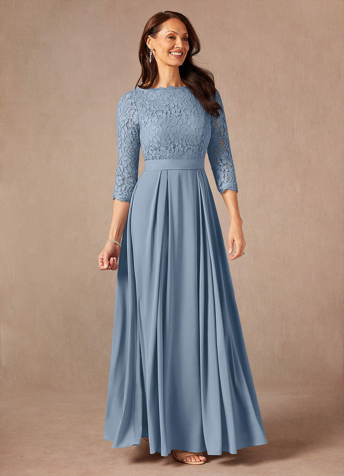 Dusty Blue A-Line Lace Dress