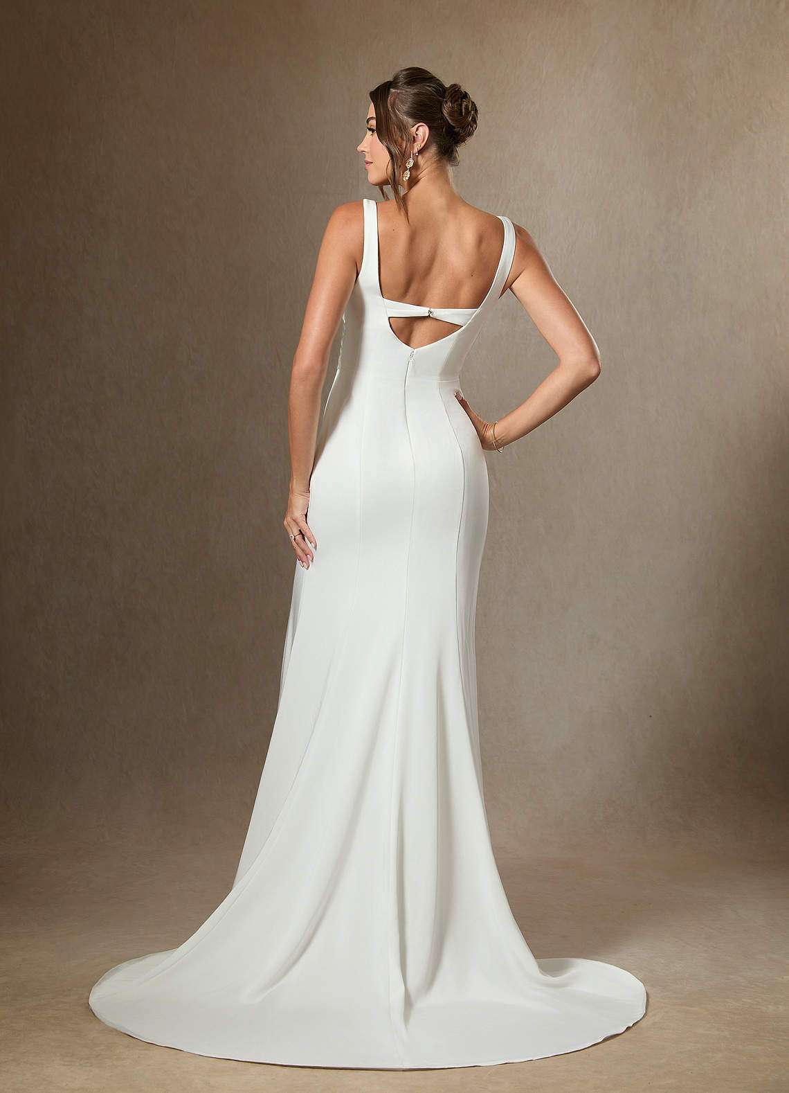 Diamond White Mermaid Pleated Crepe Back Satin Dress