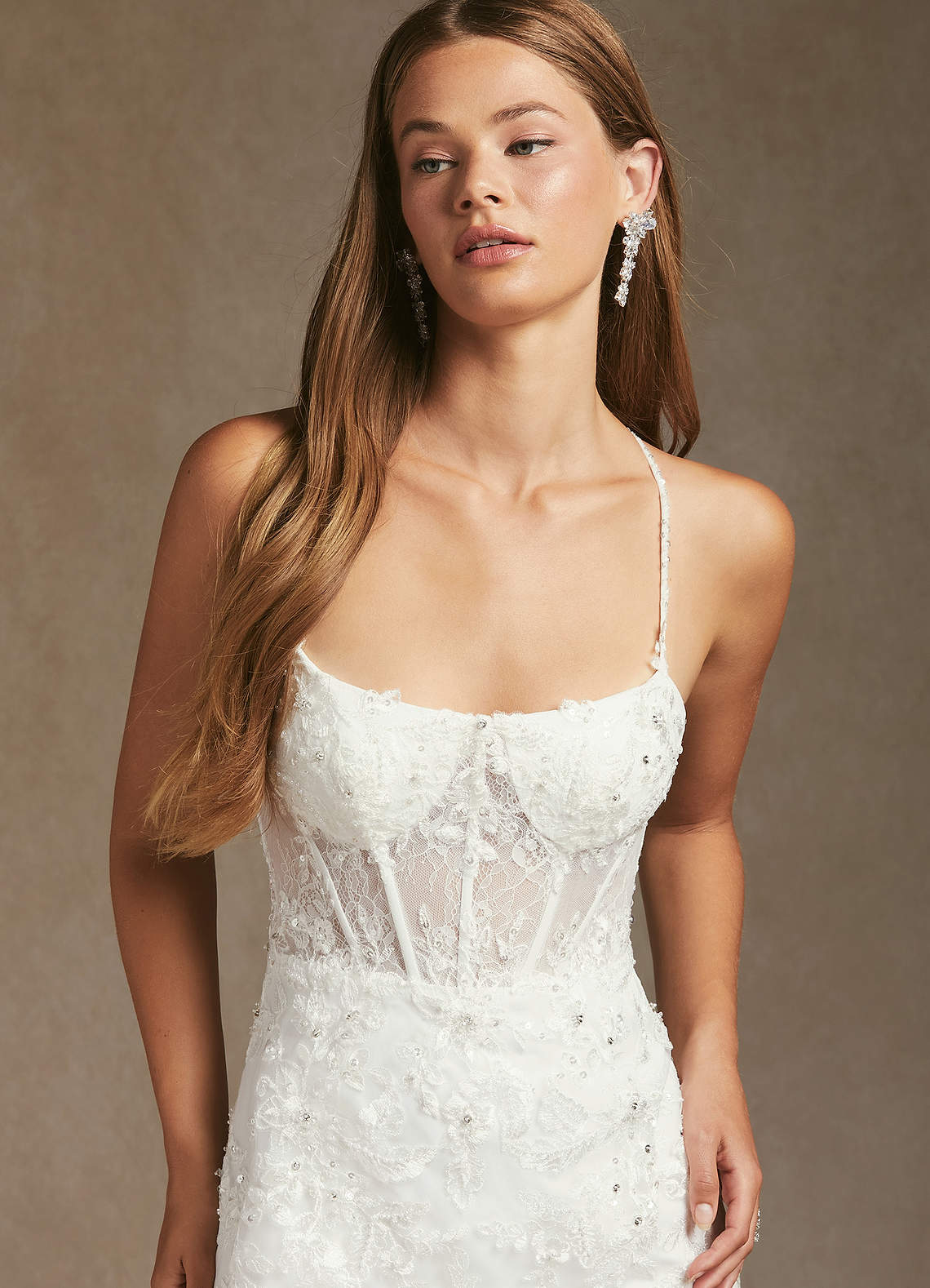 Diamond White Mermaid Sequins Tulle Dress