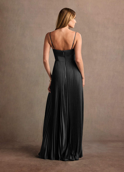 Styla Black Pleated Maxi Dress  Dress