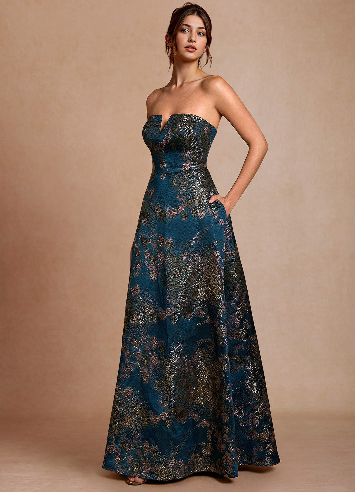 Marlie Teal Floral Maxi Dress