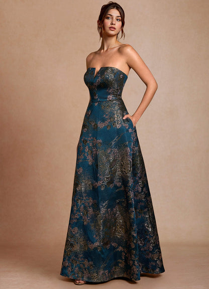 Marlie Teal Floral Maxi Dress