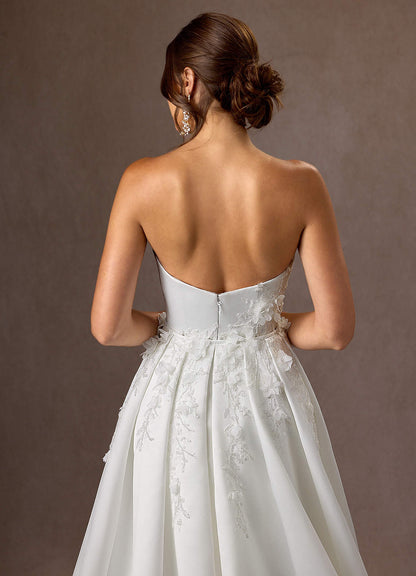 Diamond White Mermaid Strapless Matte Satin Dress